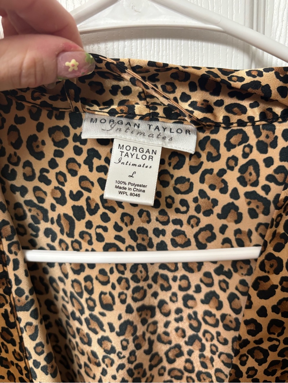 Morgan Taylor Intimates Satin Cheetah Print Robe - Picture 2 of 6